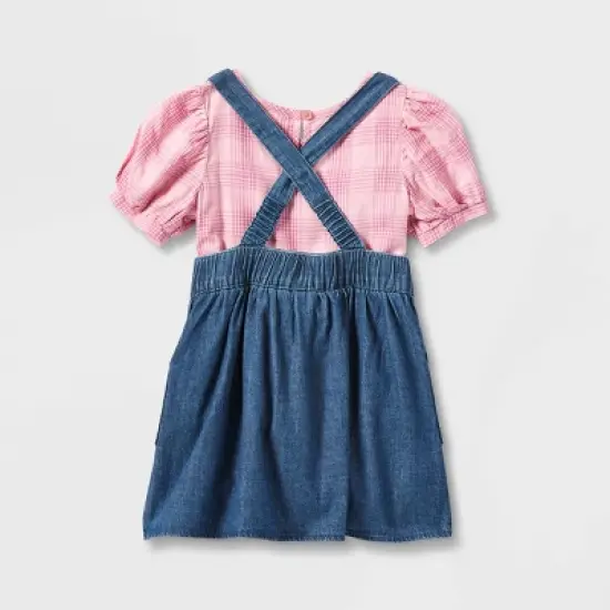 Toddler Girls' Plaid Top & Chambray Skirtall Set - Cat & Jack&trade; Pink image {1}