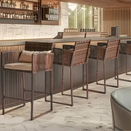 Patio 3-Piece Wicker Outdoor Bistro Set with Cushions image {4}