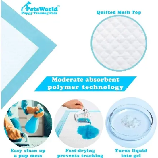 PetsWorld Economy Value (23x36 inch) Puppy Training & Potty Pads 300 Count image {2}