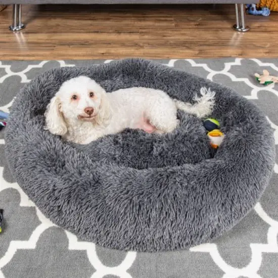 Best Choice Products 36in Dog Bed Self-Warming Plush Shag Fur Donut Calming Pet Bed Cuddler image {1}
