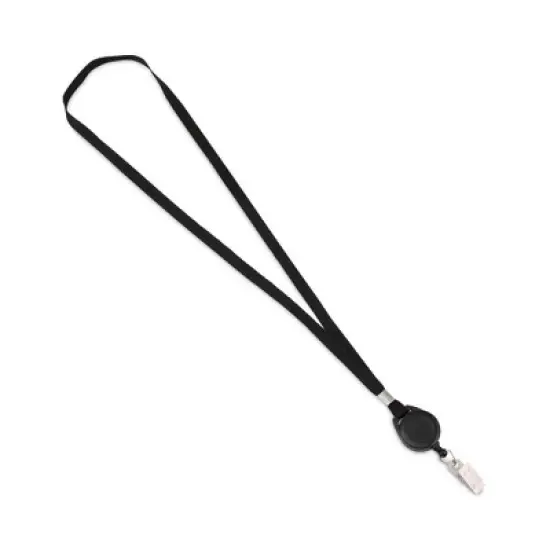 Advantus Lanyards with Retractable ID Reels, Metal Clip Fastener, 34" Long, Black, 12/Pack image {4}