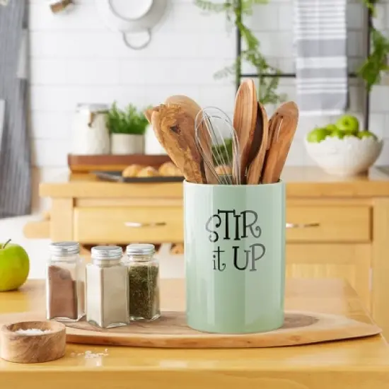 Design Imports Jadeite Stir It Up Ceramic Utensil Holder image {2}