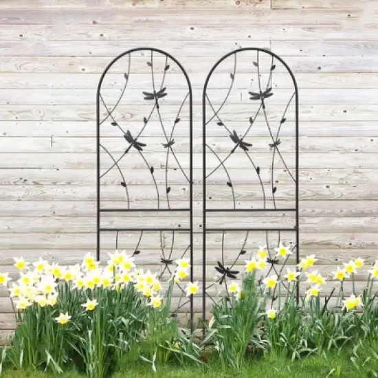 Lirago Black 2 pieces Weatherproof Multi-functional Outdoor Screen-Laser-Cut Galvanized Steel Panel 70.86"Hx19.68"Wx0.51"D image {5}