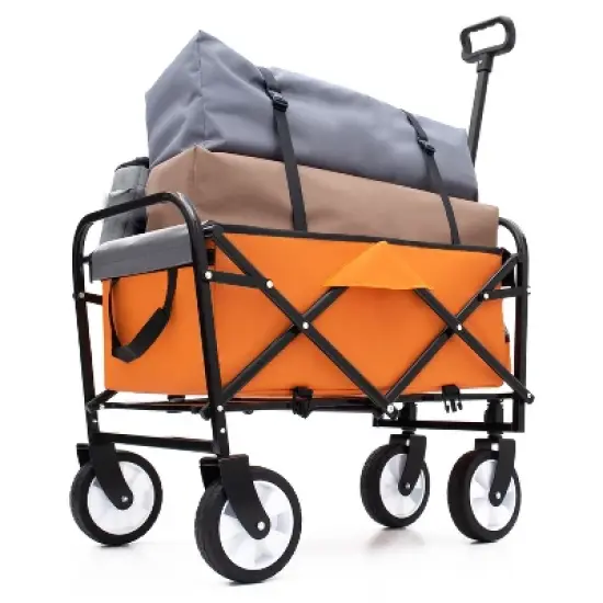 UBSSO Minimeetall Collapsible Outdoor Utility Wagon with Strapping System, 225 lbs Capacity, Orange image {10}