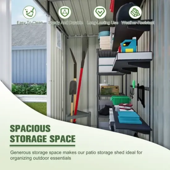 GDFStudio George Modern 6x4 FT Metal Outdoor Storage Shed image {5}