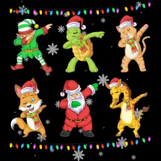 Men's Design By Humans Christmas Dabbing Cartoon Animals By shirtpublic Tank Top image {1}