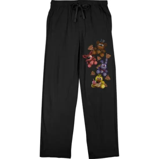 Five Nights at Freddy's Video Game Men's Mini Characters & Pizza Black Sleep Pajama Pants image {6}
