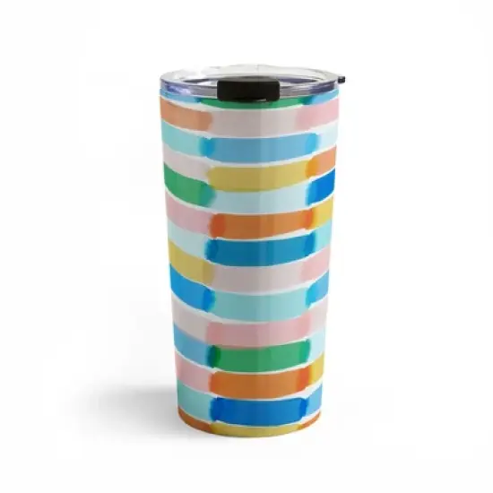 Jacqueline Maldonado Dreamy Watercolor Dashes Multi 20 oz Stainless Steel Travel Mug - Deny Designs image {4}