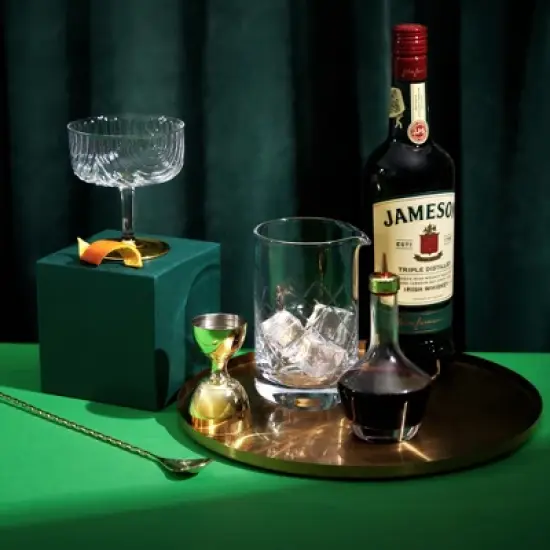 Viski Beau Cocktail Coupe Glasses, Unique Cocktail Glasses Crystal Drinkware, 7.5oz. Cocktail Glasses Stem Vintage Wine Glasses Inspired Set of 2 image {8}