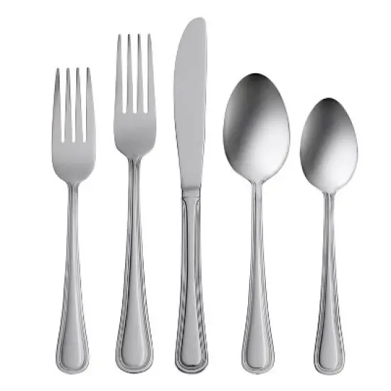 Oneida 74pc Stainless Steel Hollis Flatware Set: Silverware Set for 12, Dishwasher-Safe, Includes Serving Spoons & Forks image {5}