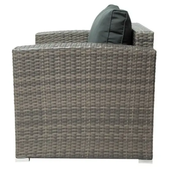 7pc Wicker Patio Seating Set with Storage Box - Gray - GODEER image {6}
