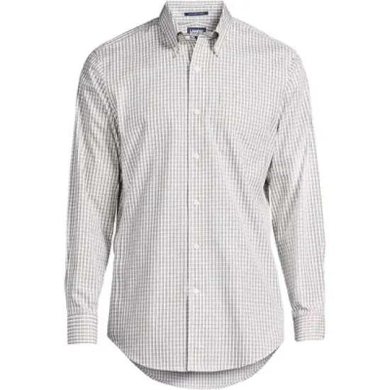 Lands' End Men's Traditional Fit Solid No Iron Supima Pinpoint Buttondown Collar Dress Shirt image {8}