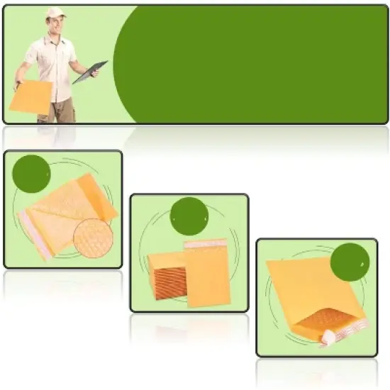 Link #000 4" X 8" Kraft Paper Bubble Mailers Padded Self Seal Shipping Envelopes Pack of 10/25/50/100/500 image {3}