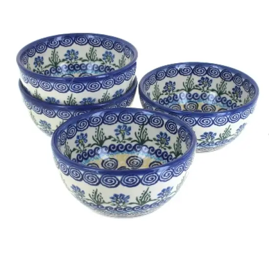 Blue Rose Polish Pottery 71-4 Vena Dessert Bowl Set image {5}