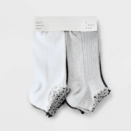Women's Pointelle Lettuce Edge 6pk Low Cut Socks - A New Day&trade; 4-10 image {1}