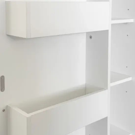 Gulches White Freestanding Kitchen Pantry Cabinet - Buffet Sideboard with Doors, 6 Shelves & 2 Adjustable Shelves image {7}