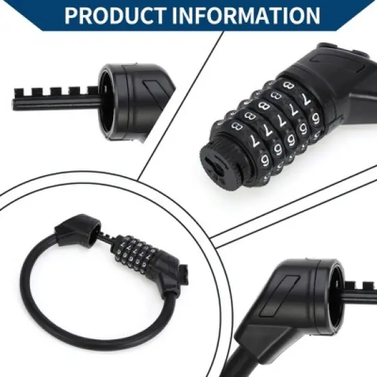 Unique Bargains Bicycle Padlock Cable Lock Spiral Lock 5 Digit Resettable Bike Cable Lock image {1}