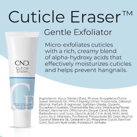 CND Cuticle Eraser | Gentle Exfoliator | Micro-Exfoliates | Rich Creamy Blend | Helps prevent hangnails | (0.5 oz) for Nail Cuticles image {1}