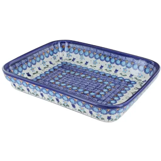 Blue Rose Polish Pottery 149 Vena Small Rectangular Baker image {8}