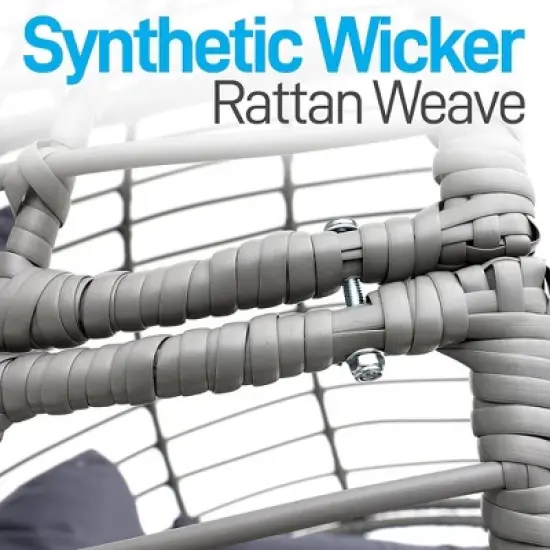 SereneLife Wicker Rattan Swing Chair with Cushion - Gray image {5}