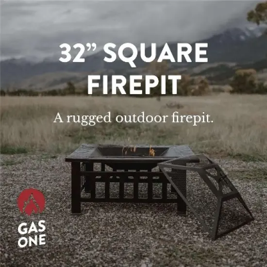 GasOne 32-inch Outdoor Metal Fire Pit for Patio with Fireplace Screen &ndash; Elegant and Modern Fire Pit Table for Camping, Heating, Bonfire, Picnics image {5}
