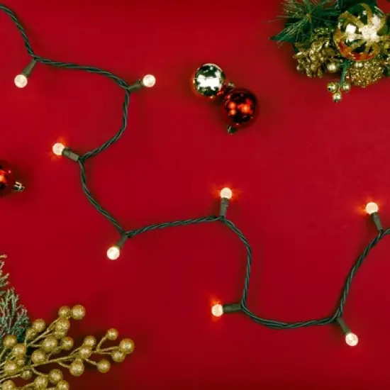 Northlight LED G12 Berry Christmas Lights - Warm White - 16' Brown Wire - 50 ct image {2}