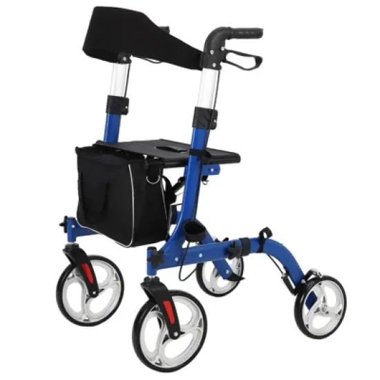GustoWave Walker for Seniors,Folding Walker and Transport Wheelchair Combo for Seniors,Rollator with Seat, Backrest, Hand Brakes & Footrests image {9}