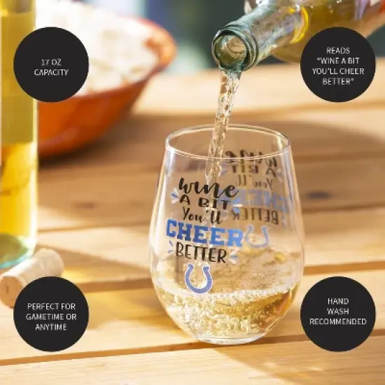 Evergreen Indianapolis Colts, 17oz Boxed Stemless Wine image {4}
