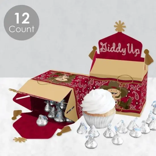 Big Dot of Happiness Little Cowboy - Treat Box Party Favors - Western Baby Shower or Birthday Party Goodie Gable Boxes - Set of 12 image {2}