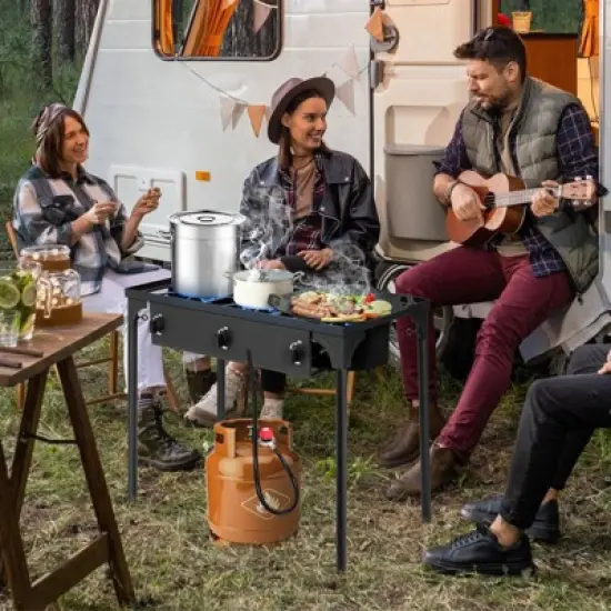 Winado 3 Burner High Pressure Propane Outdoor Stove with Windscreen image {4}