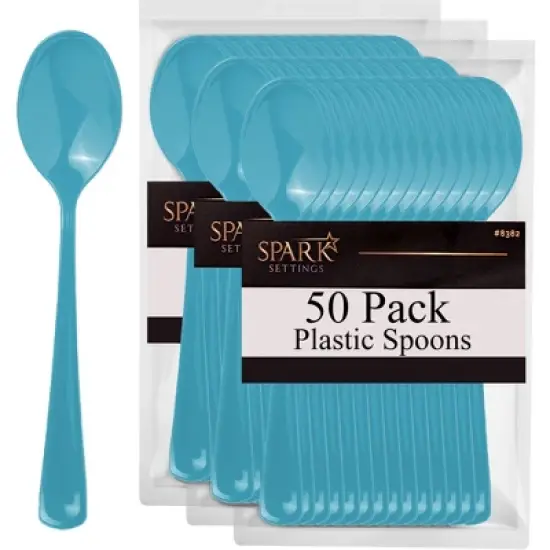 Plastic Spoons Disposable 50 Pack, Heavy Duty Plastic Silverware, Plastic Cutlery Ideal for Hot and Cold Food, Plastic Utensils - SparkSettings image {7}