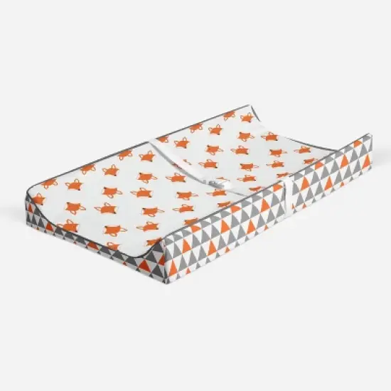 Bacati - Playful Fox Quilted Changing Pad Cover -Traingles in Gussett image {1}