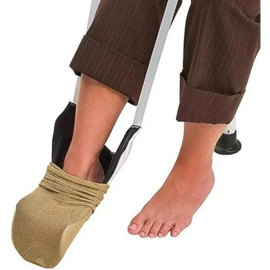 DMI Deluxe Sock Aid / Helper - Easily Pull on Socks Without Bending, Slip Resistance, Reliable Sock Aid Device for Seniors, White image {4}