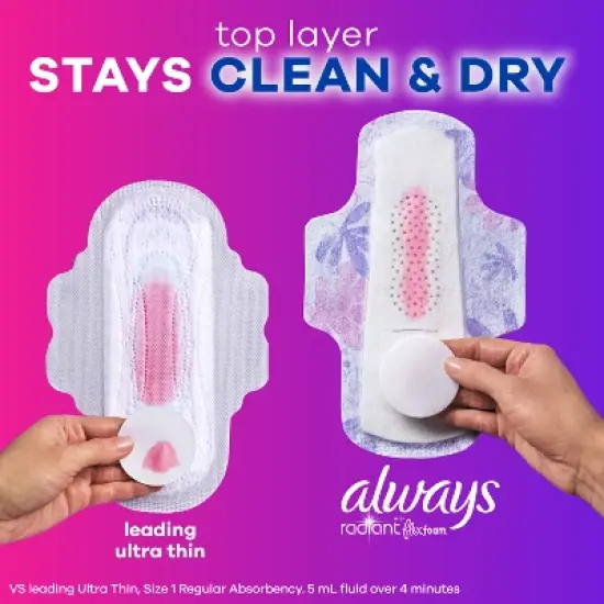 Always Radiant Extra Heavy Flow Absorbency with Flex Foam Pads - Scented - Size 3 image {4}