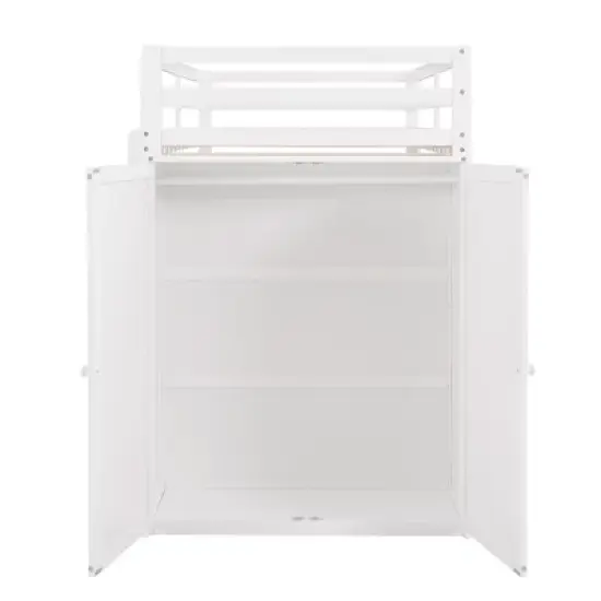 Twin size Loft Bed with Drawers, Desk and Wardrobe-ModernLuxe image {7}