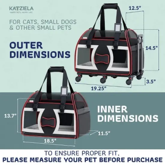 Airline Compliant Pet Carrier With Wheels And Telescopic Handle image {2}