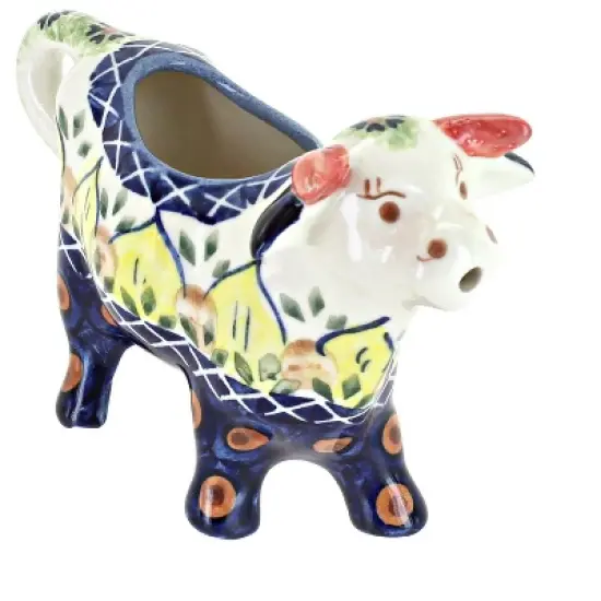 Blue Rose Polish Pottery 413 Wiza Cow creamer image {3}