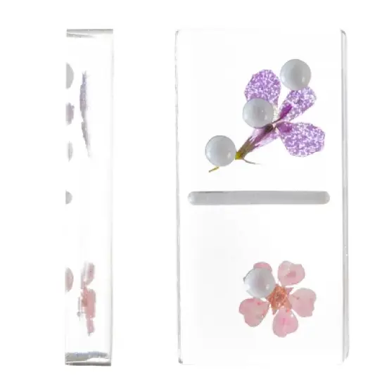 Acrylic Dominos Set - 28-Piece Domino Game with Display Box - Strategy Game, Tabletop Decoration and Modern Home Decor- Flower image {8}