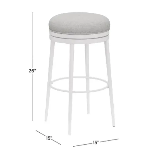 Aubrie Backless 26" Swivel Counter Height Barstool Off White/Silver - Hillsdale Furniture image {5}