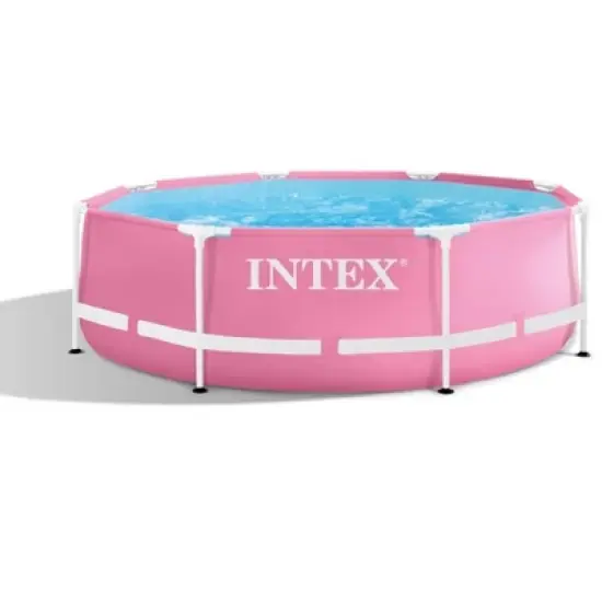 Intex PINK Metal Frame 8FT X 30IN Above Ground Pool Set with Pump image {4}