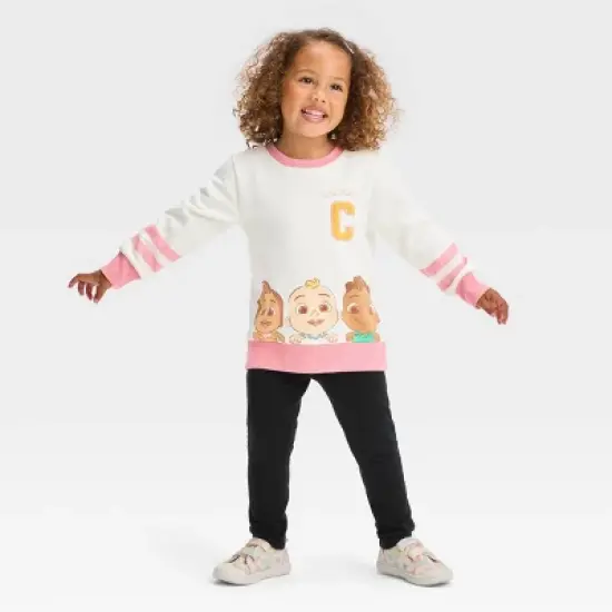 Toddler Girls' Cocomelon Chenille Patch Pullover Sweatshirt - Cream image {2}