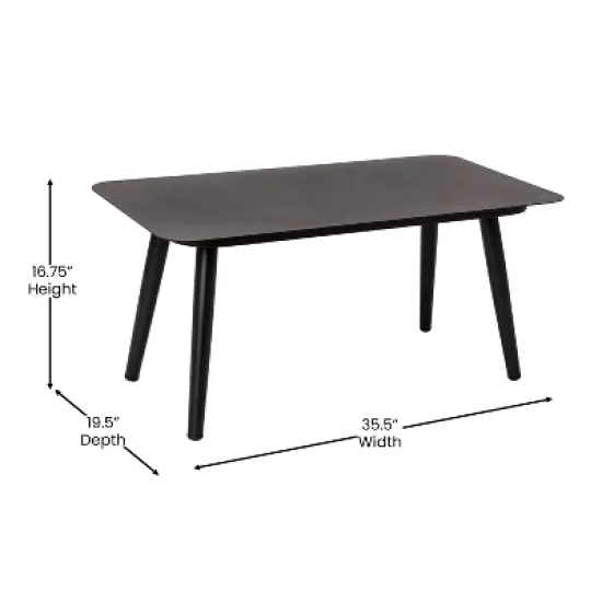 Emma and Oliver Black & Gray Woven All-Weather Four-Piece Conversation Set with Cushions & Metal Coffee Table for Porch, Backyard and Patio image {11}