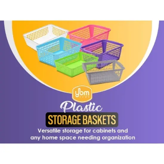 YBM HOME Plastic Perforated Storage Basket Bin Office Drawer, Shelf Desktop CountertopTray Organizer 32-1184, Pack of 12 image {1}