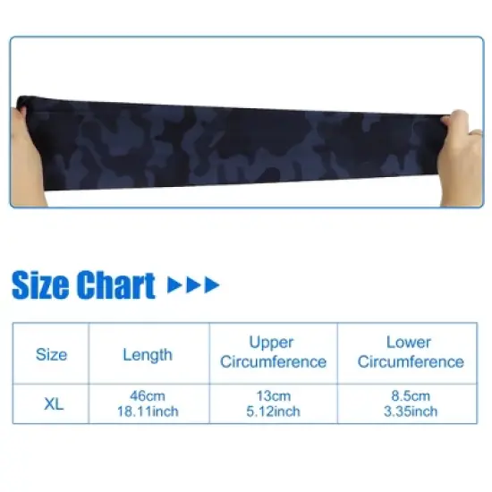 Unique Bargains Basketball Sports Camouflage Cooling Arm Elbow Compression Sleeve Black Blue 1 Pair image {3}