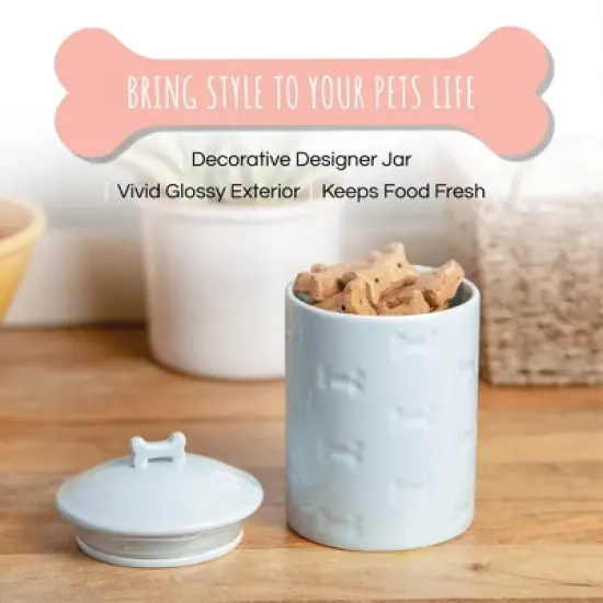 Park Life Designs 46 fl oz Manor Dog Treat Jar Food Storage Container - Aqua Blue image {2}