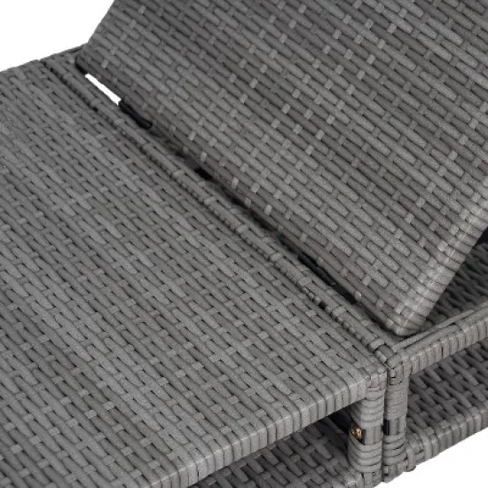 Christopher Knight Home Patio Rattan and Metal Chaise Lounge with Adjustable Backrest image {6}