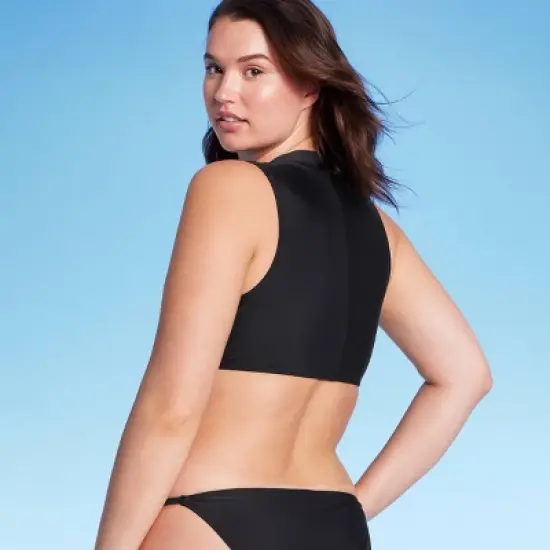 Women's Zip-Front Mock Neck Bikini Top - Wild Fable&trade; image {4}