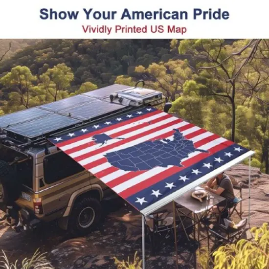 Yescom 7.7x8.2 Ft Carside Awning Replacement Fabric with Side Wall Roof Rack Overland Multicolor image {5}