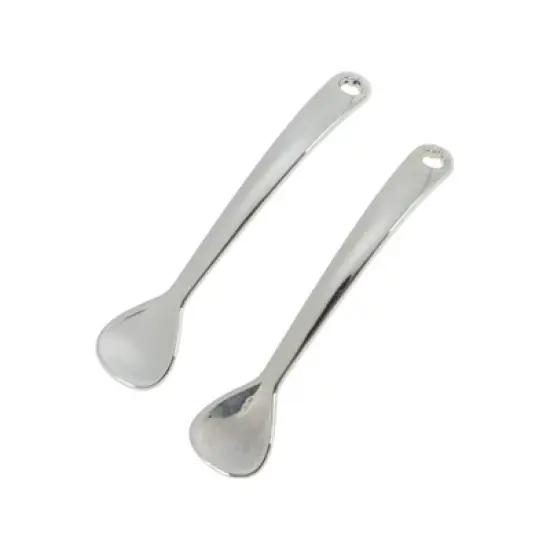 Unique Bargains Hangable Teardrop Shape Mini Makeup Cosmetic Spoon Silver Tone 2 Pcs image {6}