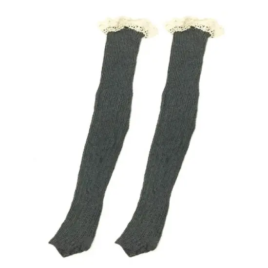 Wrapables Knitted Leg Warmers Boot Socks with Lace Trim image {5}